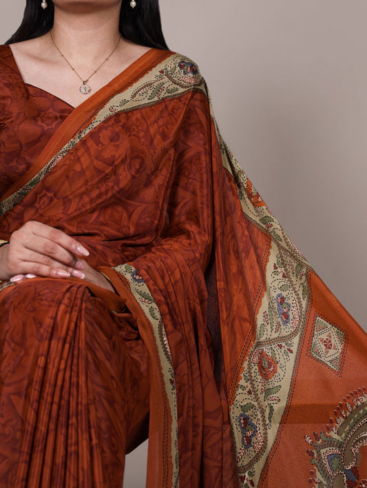 Crepe 5.5m Saree with Blouse