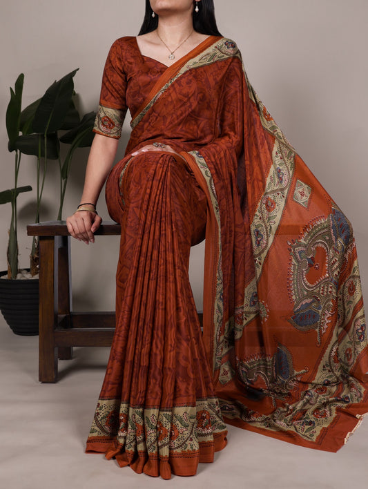 Crepe 5.5m Saree with Blouse