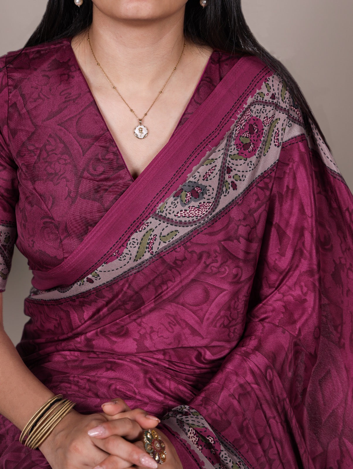 Crepe 5.5m Saree with Blouse