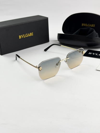 BVLGARI Gold Brown Rimless Sunglasses – Model 4137 (Luxury Edition)