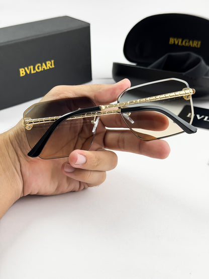 BVLGARI Gold Brown Rimless Sunglasses – Model 4137 (Luxury Edition)
