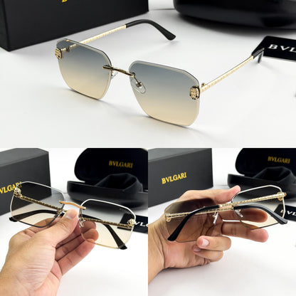 BVLGARI Gold Brown Rimless Sunglasses – Model 4137 (Luxury Edition)