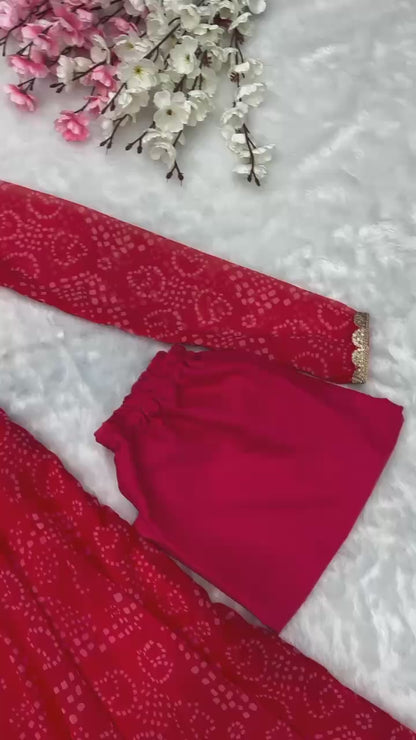 Printed Georgette Stitched Anarkali (Red)